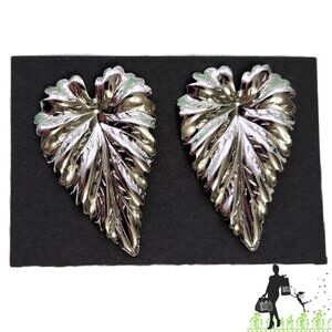 BFD Vintage Silver Toned Leaf Earrings